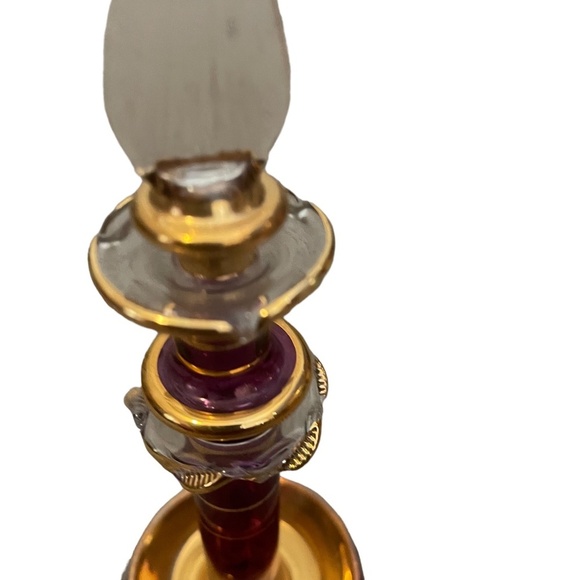 Hand Blown & Decorated Gold Gilt Egyptian Glass Perfume Bottle - Picture 9 of 15